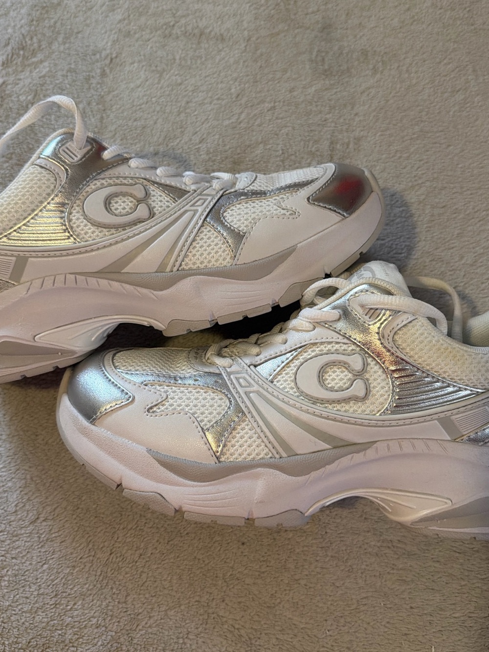 Coach White & Silver Women's Athletic Sneakers